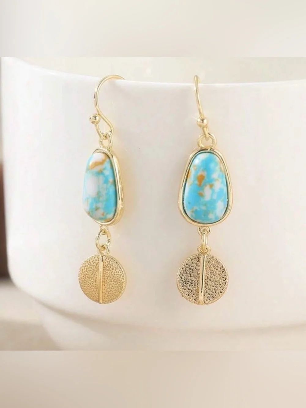 Stone drop earrings N2381